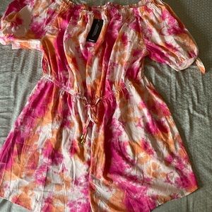 Pink & orange tie dye romper